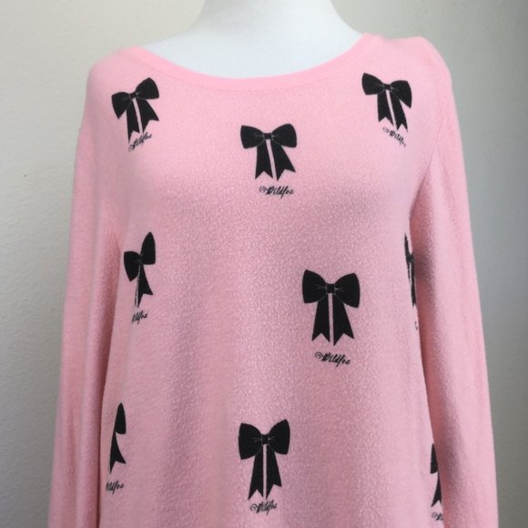 NWOT Wildfox Pink Black Bows Sweatshirt s - Picture 4 of 11